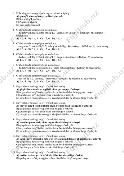 pilla ichiga tuxum qo’yuvchi organizmlarni aniqlash — DOCX