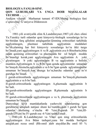 qon guruhlari va unga doir masalalar — DOCX