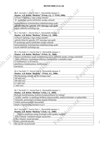 biomembranalar — DOCX