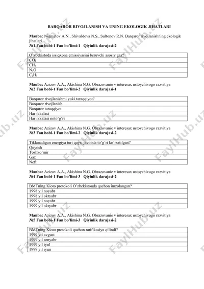 barqaror rivojlanishning ekologik jihatlari — DOCX