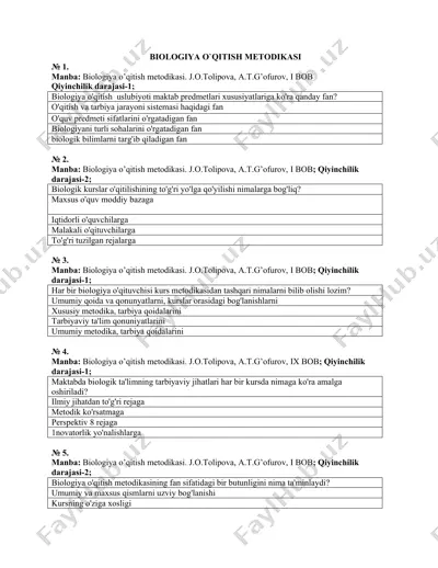 biologiya o’qitish metodikasi — DOCX