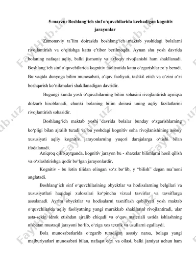 boshlang‘ich sinf o‘quvchilarida kechadigan kognitiv jarayonlar — DOCX