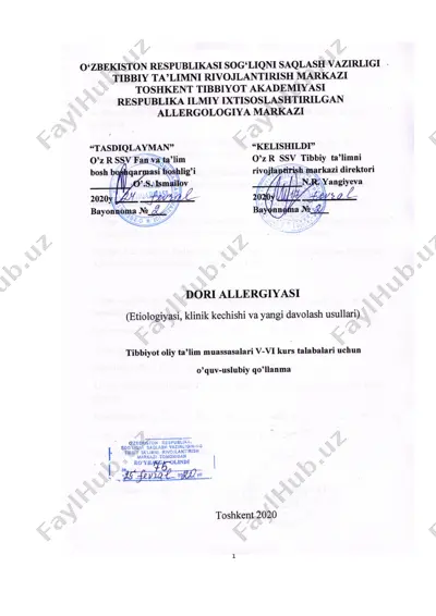 dori allergiyasi — DOCX