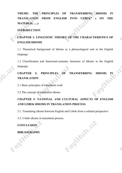 the principles of transferring idioms in translation from english into uzbek — DOCX
