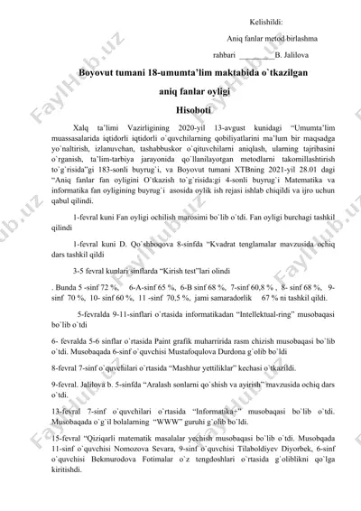 aniq fanlar metod birlashma rahbari — DOCX