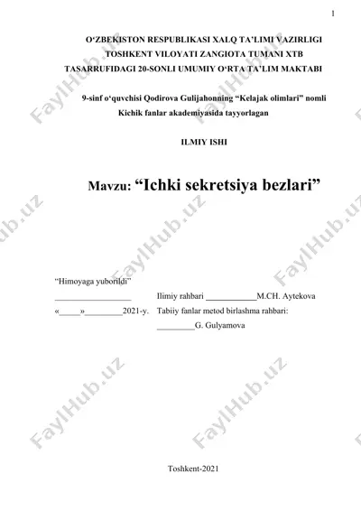 "ichki sekretsiya bezlari" — DOCX