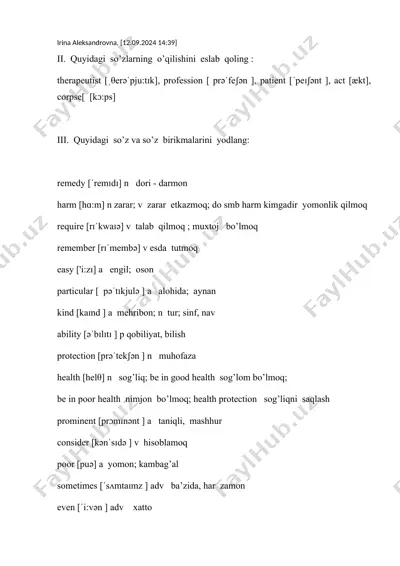 tibbiyot so'zlari — DOCX