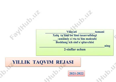 yillik taqvim rejasi — DOCX