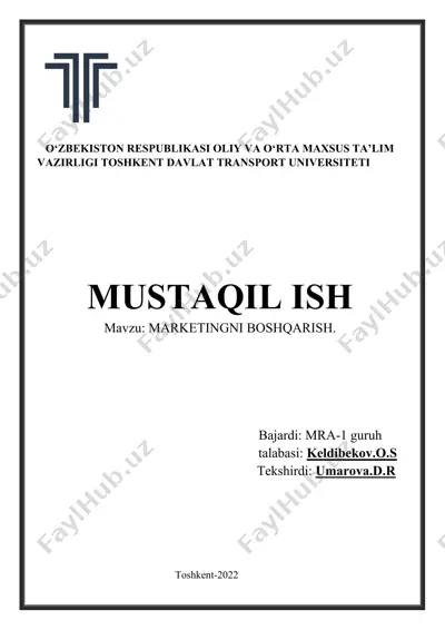 marketingni boshqarish — DOCX
