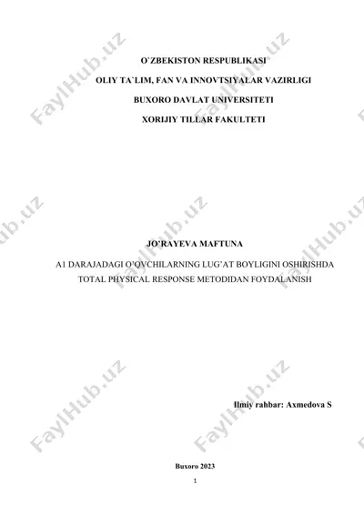 tpr (total physical response) metodidan foydalanish — DOCX