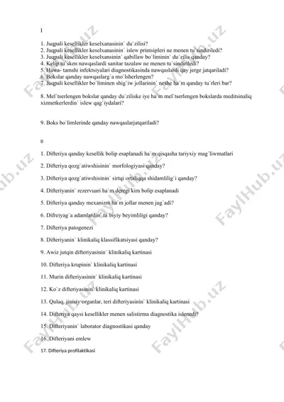 juqpali kesellikler keselxanasinin du`zilisi — DOCX