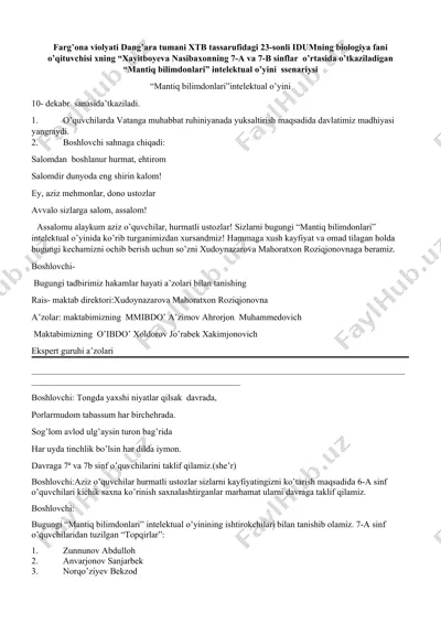 "mantiq bilimdonlari" intelektual o’yini — DOCX