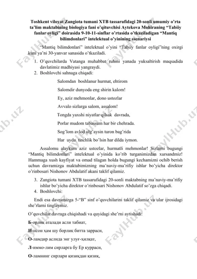 "mantiq bilimdonlari" intelektual o’yini — DOCX