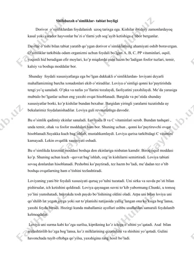 shifobaxsh o’simliklar- tabiat boyligi — DOCX