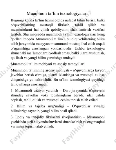 muammoli ta’lim texnologiyalari — DOCX