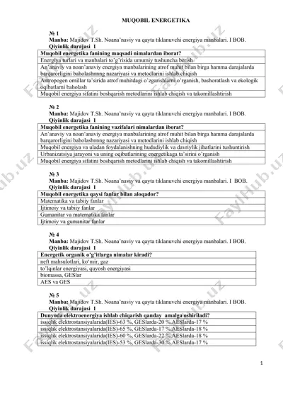 noana’naviy va qayta tiklanuvchi energiya manbalari — DOCX