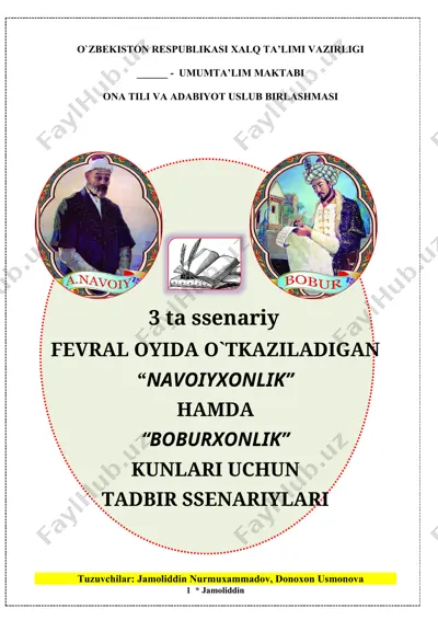 "navoiyxonlik" va "boburxonlik" kunlari uchun tadbir ssenariylari — DOCX