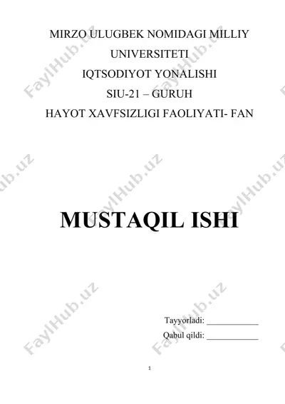 hayot faoliyati xavfsizligi madaniyatini umumiy tavsifi uning falsafiy ijtimoyi tarxiy va diniy asoslari — DOCX