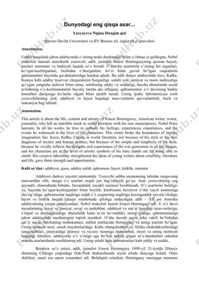 ernest hemingueyning asarlari — DOCX