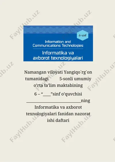 informatika va axborot texnologiyalari fanidan nazorat ishi daftari — DOCX