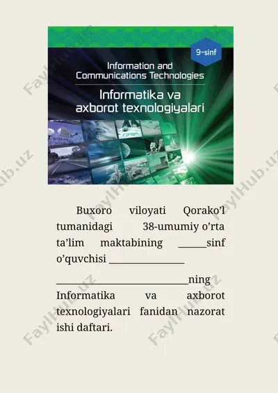 informatika va axborot texnologiyalari fanidan nazorat ishi daftari — DOCX