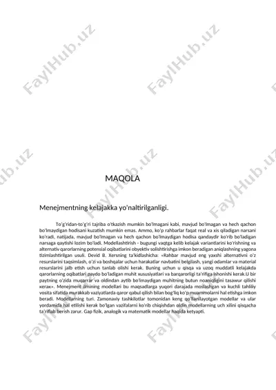 menejmentning kelajakka yo'naltirilganligi — DOCX