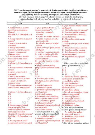 oliy nerv sistemasi anatomiyasi va fiziologiyasi — DOCX