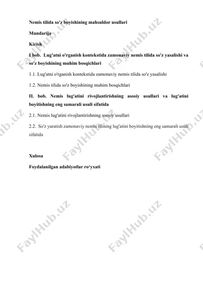nemis tilida so'z boyishining mahsuldor usullari — DOCX