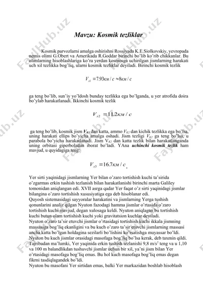 kosmik tezliklar — DOCX