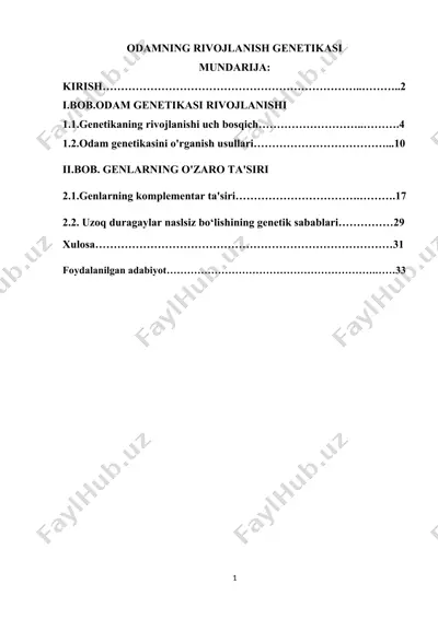 odamning rivojlanish genetikasi — DOCX