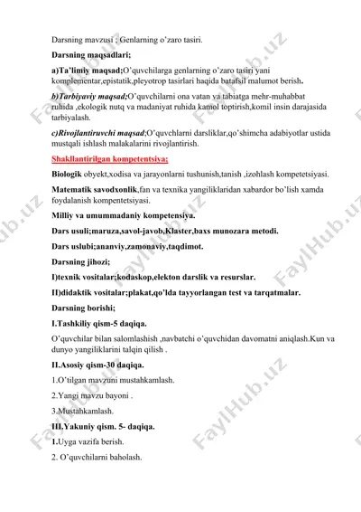 genlarning o’zaro tasiri — DOCX