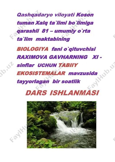 tabiiy ekosistemalar dars ishlanmasi — DOCX