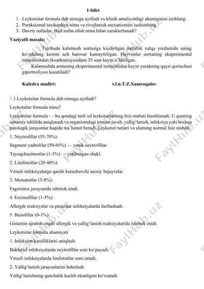 leykotsitar formula va paraksizmal taxikardiya haqida — DOCX