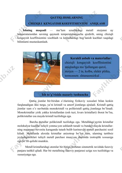 metall sterjenning kristallarni o'rganish — DOCX
