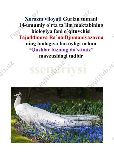 "qushlar bizning do‘stimiz" tadbiri — DOCX