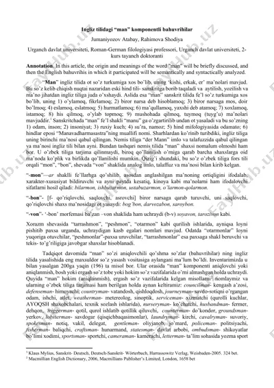 ingliz tilidagi “man” komponentli bahuvrihilar — DOCX