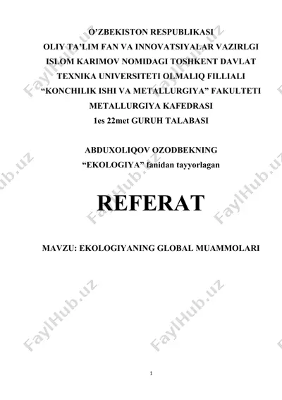 ekologiyaning global muammolari — DOCX