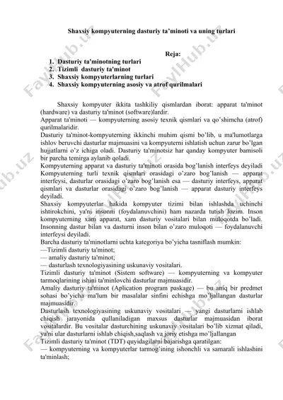 shaxsiy kompyuterning dasturiy ta’minoti va uning turlari — DOCX