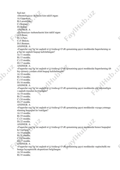 fuqarolar sog‘lig‘ini saqlash to‘g‘risida o‘zr qonuni — DOCX