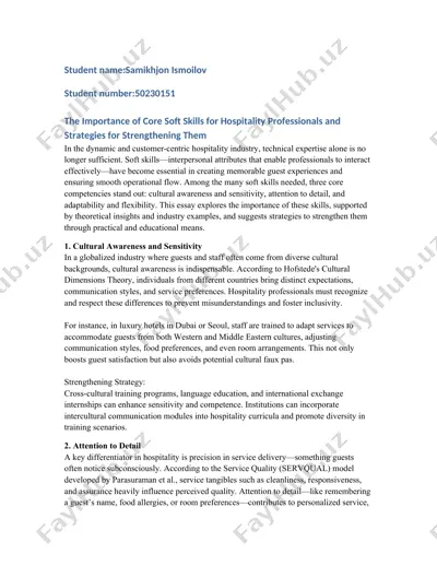 the importance of core soft skills for hospitality professionals and strategies for strengthening them — DOCX