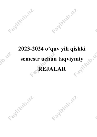 taqviymiy rejalar — DOCX