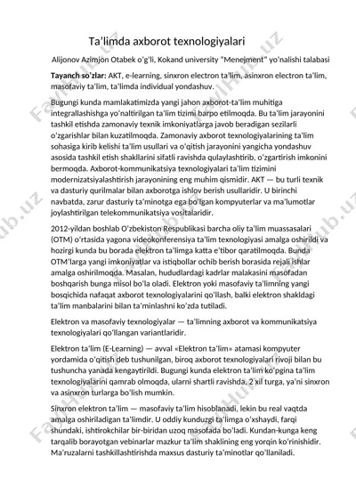 ta’limda axborot texnologiyalari — DOCX