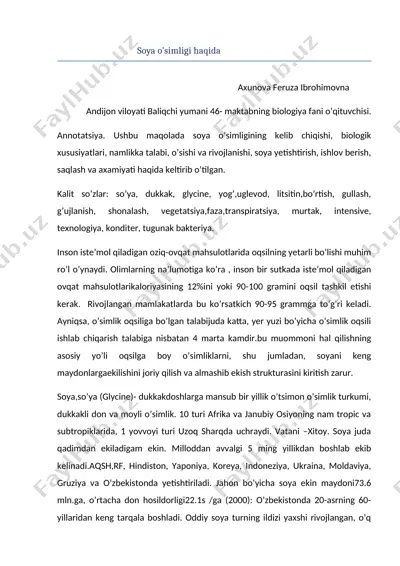 soya o’simligi haqida — DOCX