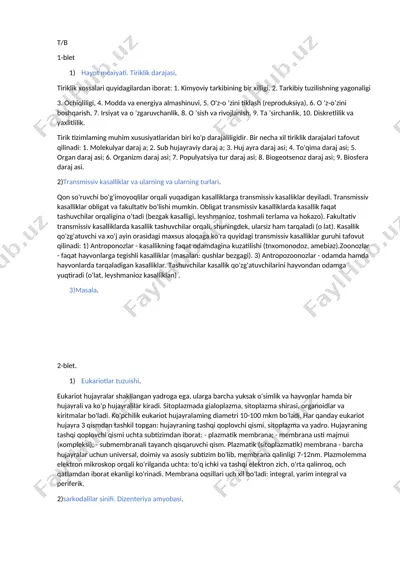 hayot moxiyati. tiriklik darajasi. — DOCX