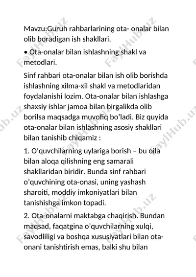 ota-onalar bilan ishlashning shakl va metodlari — DOCX