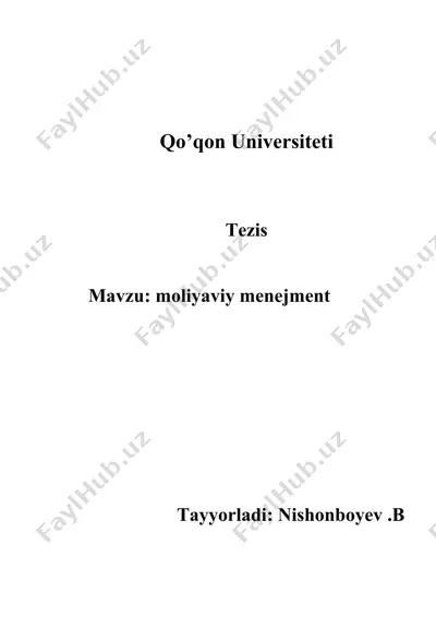 moliyaviy menejment tezisi — DOCX