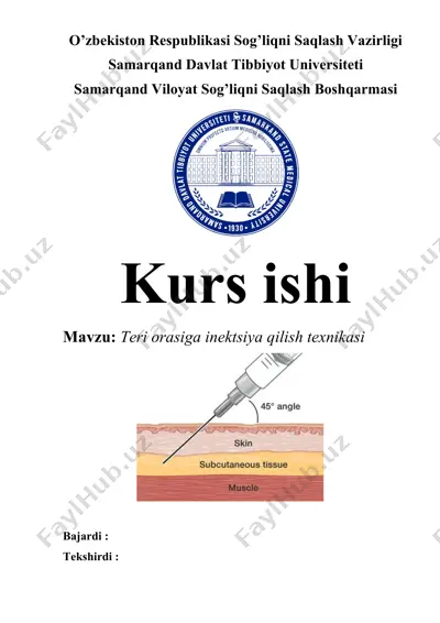 teri ostiga in'ektsiya qilish texnikasi — DOCX