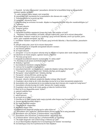 tayanish - ha’reket sistemasinin jaraxatlaniw aliwlari ha’m kesellikleri — DOCX