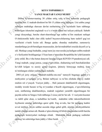 keys topshirig‘i — DOCX