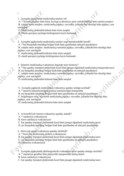ayrıqsha jaǵdaylarda medicinalıq saralaw — DOCX